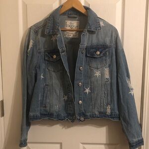 Women's Denim Jacket with Star Accents